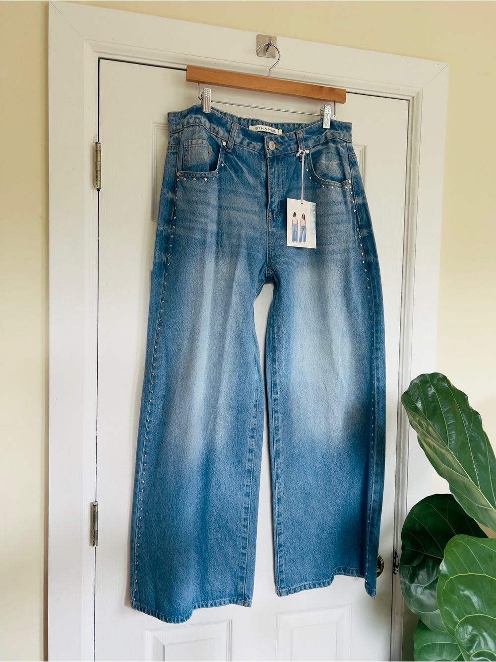 9th & Main Studded Wide Leg Jeans